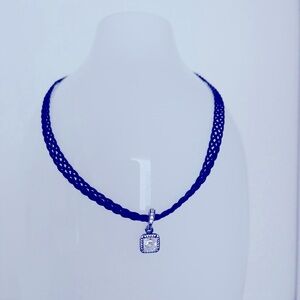 Pandora NEW shoker black necklace with dangling charm & Free polishing cloth.